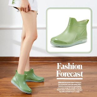 日系雨鞋女短筒时尚款胶鞋外穿加绒棉防水鞋雨季洗车工作防滑雨靴