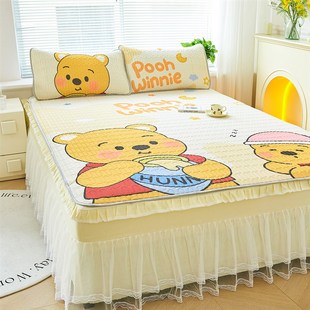 冰丝席可机洗凉垫空调席子 夏季 2024新款 儿童乳胶凉席三件套床裙款