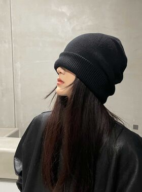太酷了!显脸小毛k线帽子女秋冬冷帽大头围保暖针织帽堆堆帽包头帽