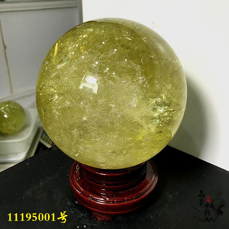 一物一图 天然黄水晶球摆件 黄晶球 水晶原石打磨 颜色黄 16.2CM