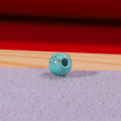 高瓷高蓝单颗湖北松石单珠原矿绿松石圆珠大孔单珠7mm散珠