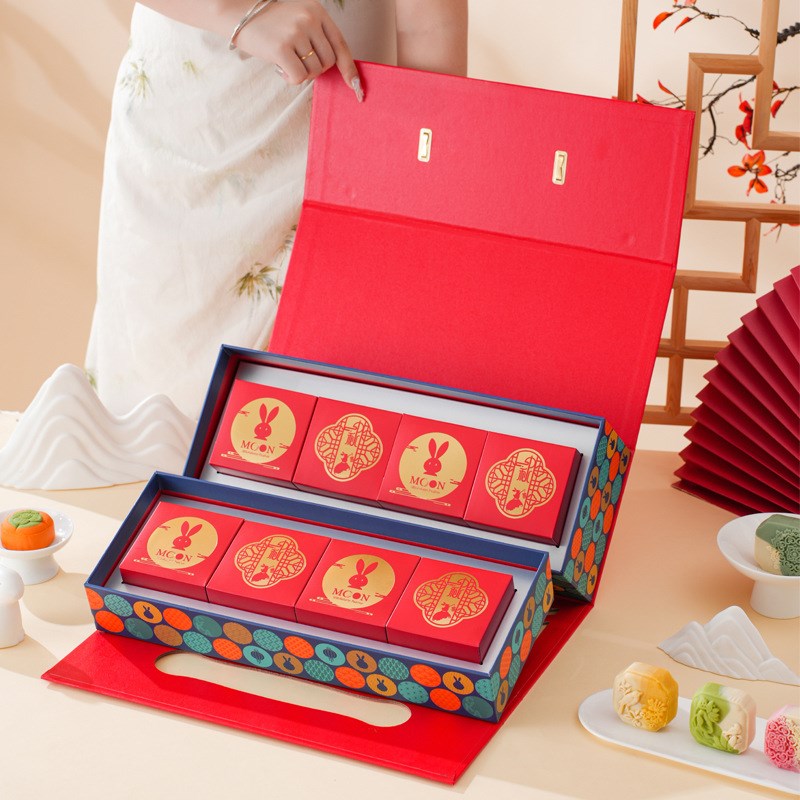 2024a中秋礼盒月饼礼盒红酒茶叶空盒子68粒装月饼包装盒月饼盒定