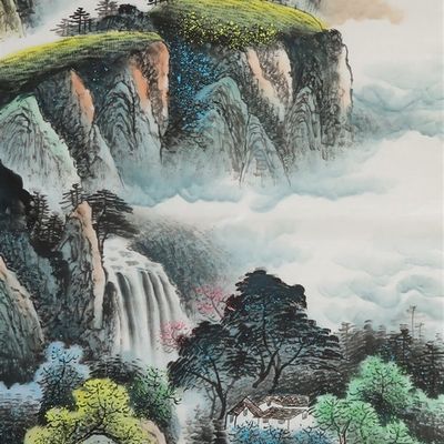 国画客装厅饰字画四方斗尺手绘水墨原稿无款S画芯国画作品R