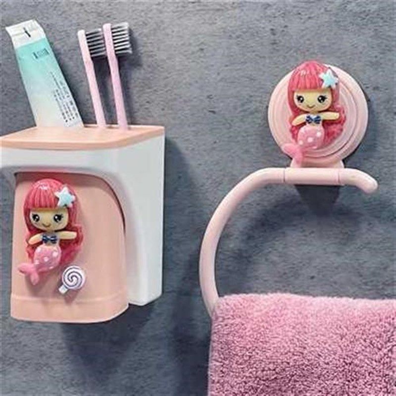 可爱儿童牙刷置物架磁吸漱口杯套装卡通家用壁挂式宝宝刷牙杯牙缸