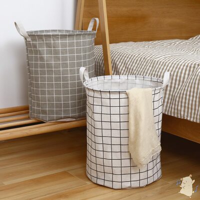 Cotton Linen Dirty Laundry Basket Foldable Round Waterproof