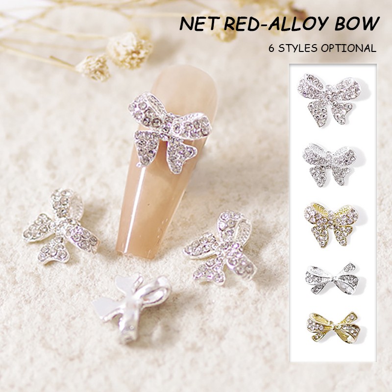 20pcsNGoeld Silver Alloy Bow  ail Art Decorations 3D Charm 包装 纸自封袋 原图主图