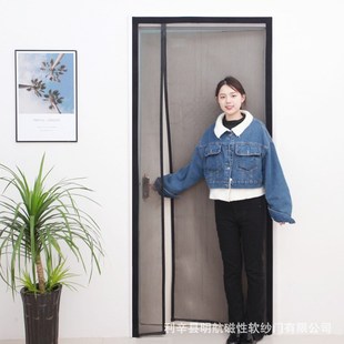 侧开防蚊门帘金刚网全磁条防蝇帘自粘魔术W贴免打孔家用 2022新款