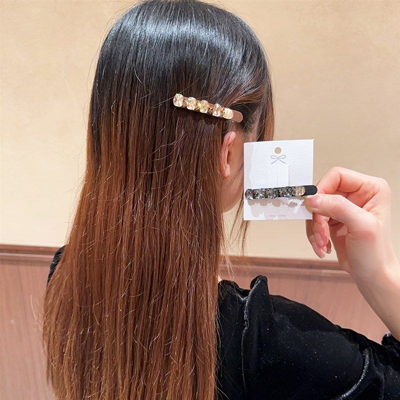 2024新宽气质水钻发夹侧边夹女前额刘海夹碎发夹后脑勺鸭嘴夹发卡