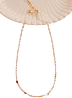 A多巴胺水晶珍珠项链2023新款爆款轻奢小众设计女配饰高级感锁骨