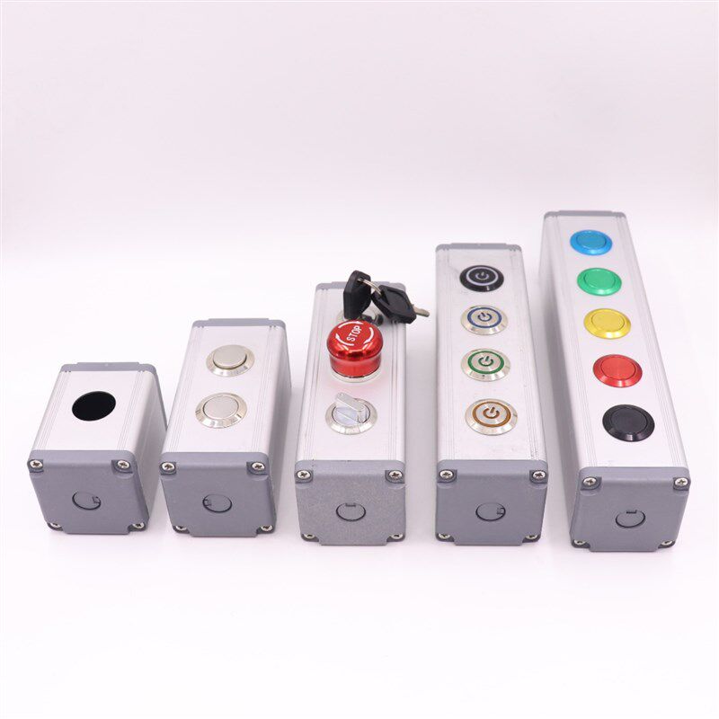金属按钮盒BXM-A有/无侧耳16/19/D22mm手持控制铝合金开关盒65*65
