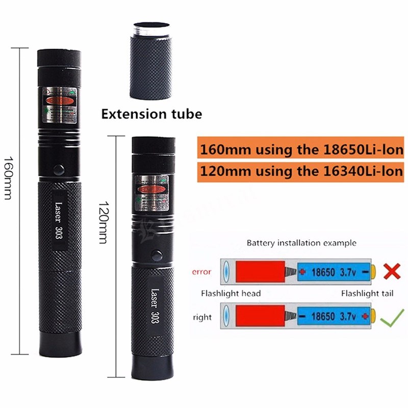High Power Hunting Green Laser Pointer Adjustable Focus Burn