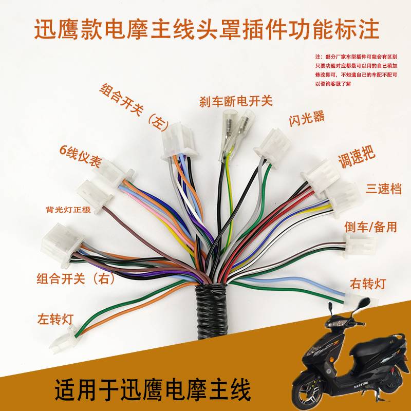 大迅鹰电动车大线尚领电动车线束大B功率改装120v10平五大开关大