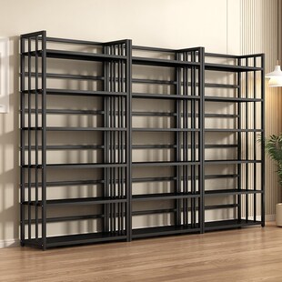 家用儿童落地置物架加厚钢制书架一体靠墙客厅多层书柜子收纳货架