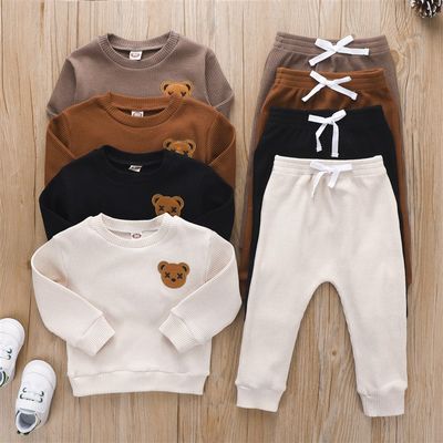 速发Lovely Autumn Kids Child Clothes Sets for Boy Girls Soli