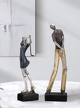 欧式美式打高尔夫球手运动员电视柜酒柜书柜乔迁新居送礼装饰摆件