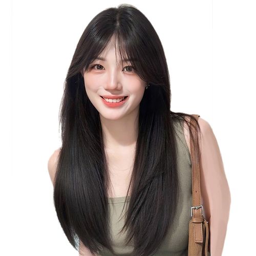 不用戴发网中分蕾丝假发女片头顶补发增发量蓬松高颅顶层次长直发