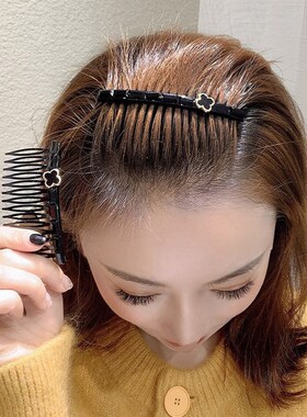 速发掐子发卡碎发脑后勺流海女头顶倒插梳盘头发用的叉梳子式发夹