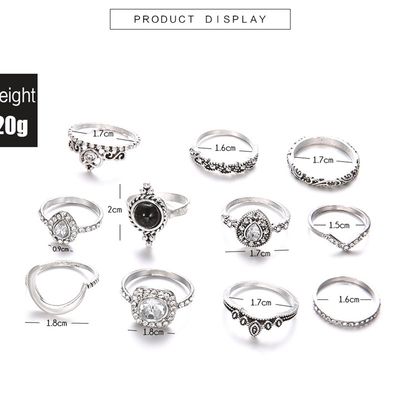 极速Vintage Women crystal Finger Knuckle Rings Set For Girls