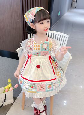 女小童法式田园风连衣裙4儿童公主裙飞袖女童卡通可爱裙子夏款5岁