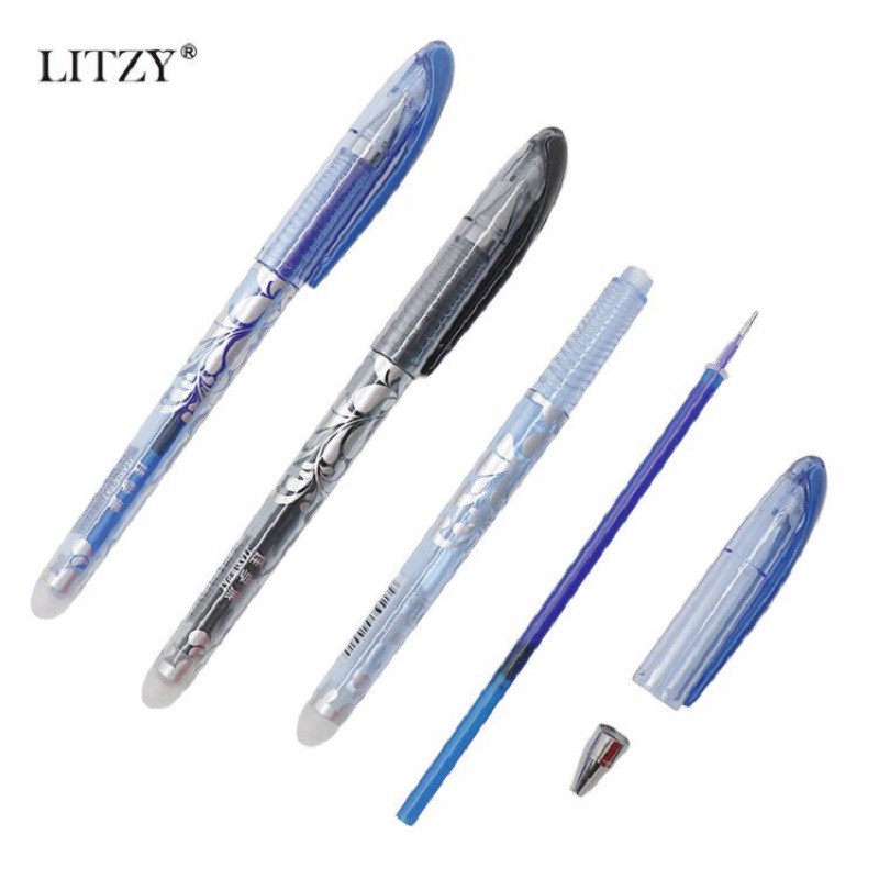 2+10Pcs/Set Gel Pen 0.5mm Erasable Washable Handle Erasable