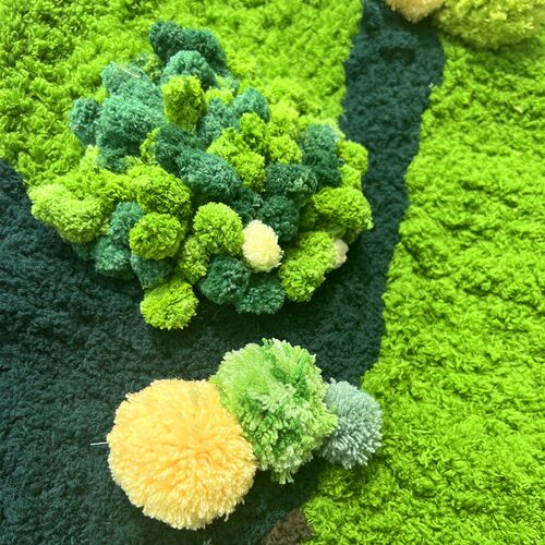 回放手工制作苔藓地毯diy材料包钩针毛线编织卧室床边森林地垫子