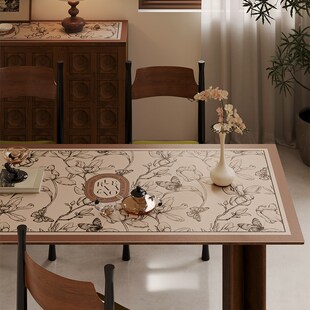 艾弗莉现代中古氛围餐桌隔热垫皮革防水防油餐垫可定制长方形垫子