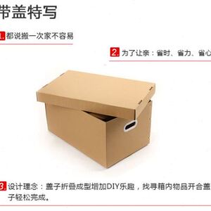 朗通纸箱 特硬加厚大号塑料扣手搬家纸箱 收纳整理财务票据物证箱
