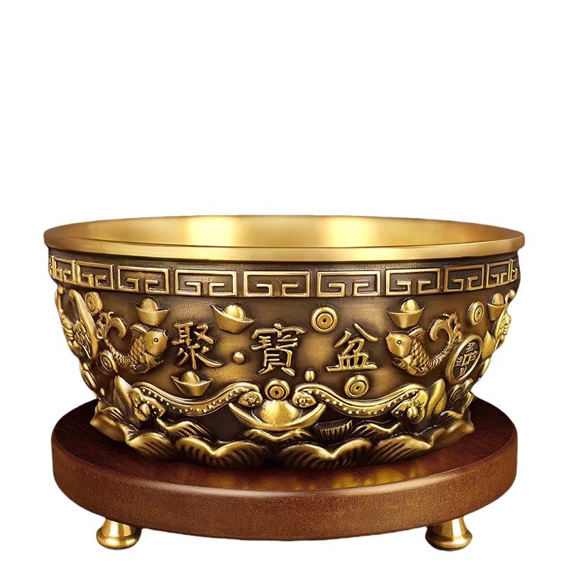 纯铜聚宝盆摆件招财聚财沈万三款家用客厅装饰大号铜盆工艺存钱罐,家居饰品,桌面摆件,淘宝优惠券,粉丝福利购,淘宝优惠卷