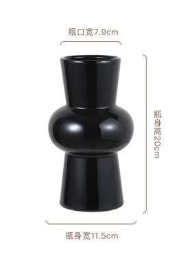 ins风陶瓷花瓶中古高级感复古高C颜值摆件法式水培插花器大肚红色
