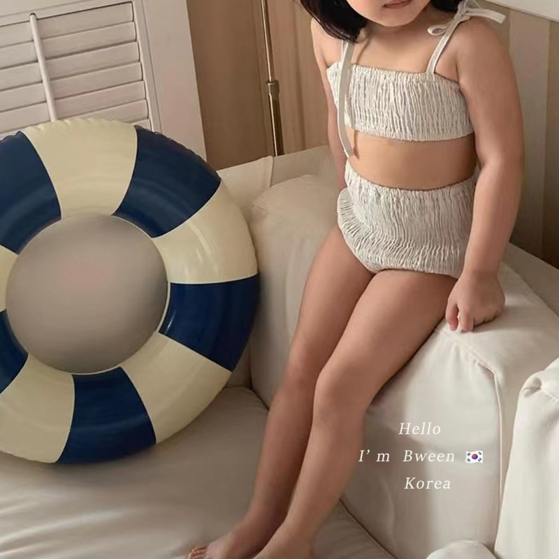 女童泳衣韩版童装2024夏儿x童甜美时髦洋气气质条纹吊带分体两件