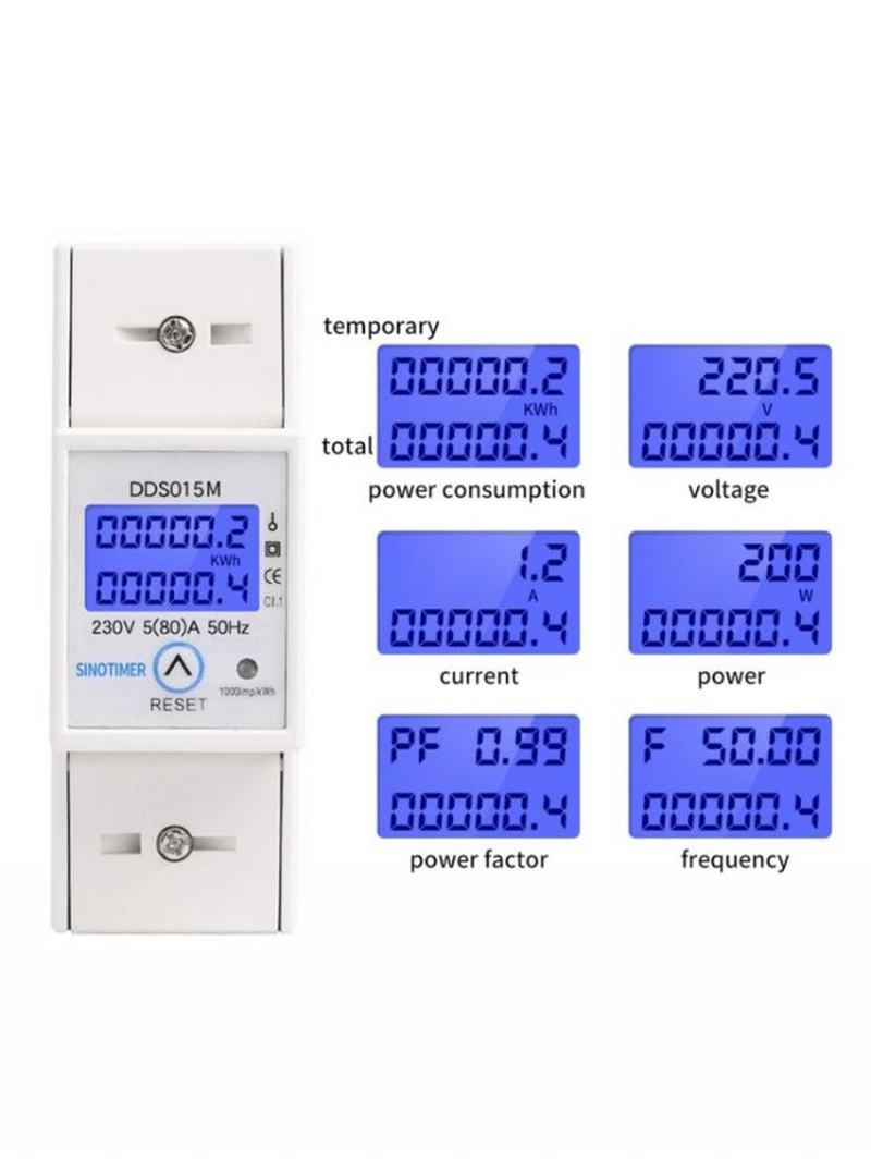 新品DDS015M 230V Power Watt Meter w Reset Voltage Ampere Ele