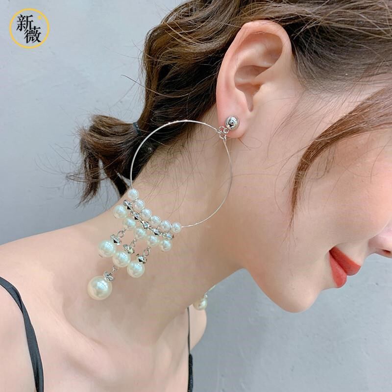 耳圈女气质简约个性百搭圆圈耳环长款圆环吊坠圆形圈圈耳饰女