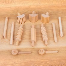 儿童过家家擀面杖12件套装DIY模具橡皮泥手工玩具幼教滚轮印章