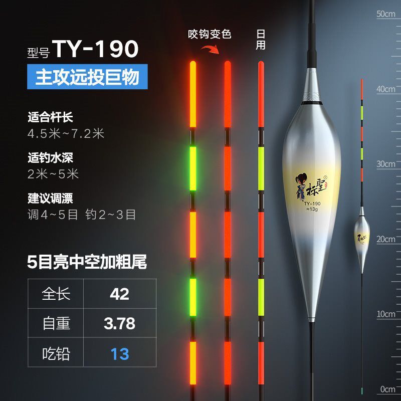 标圣目加粗超醒目咬钩变色夜光漂夜钓鱼漂高灵敏V电子漂近视浮漂