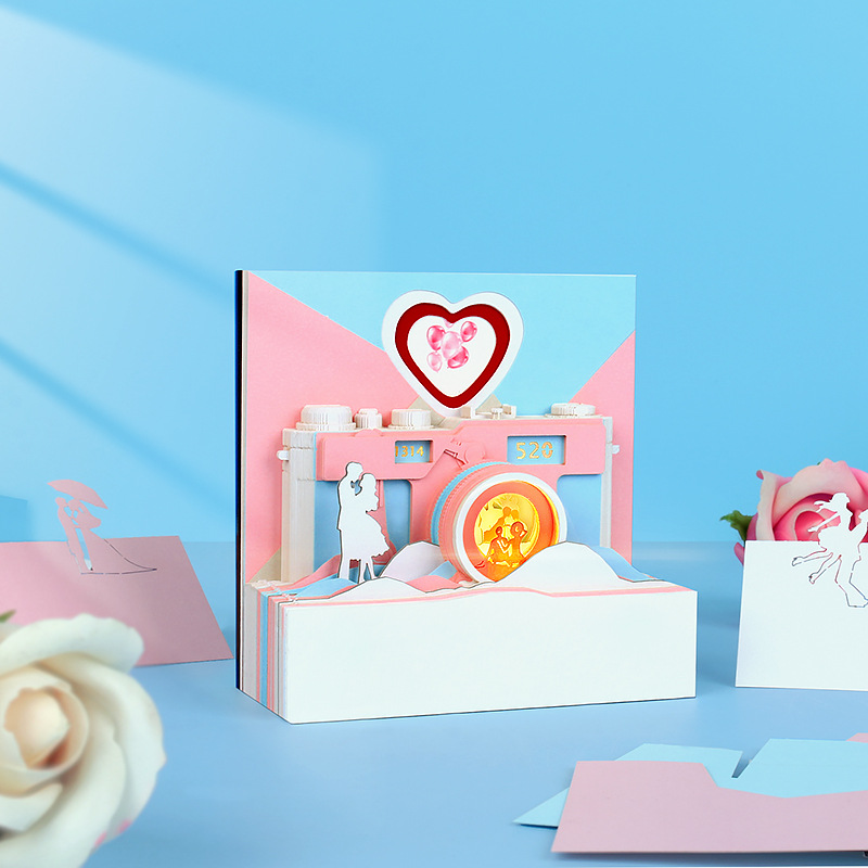 创意礼品女朋友生日纪念日礼物3D立体纸雕便利贴便签纸便签本定制