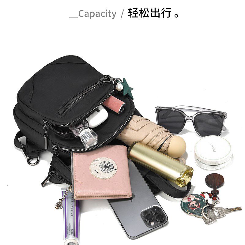布包女2024新款女式斜挎胸包多口袋双肩包女背包休闲牛津布腰包女