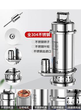 推荐304不锈钢潜水泵220V抽水泵排H污泵耐酸硷腐蚀不锈钢化工泵污