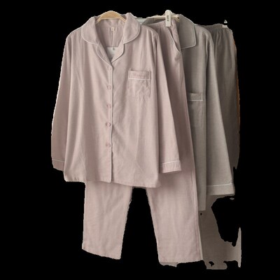 日系情侣男女磨毛绒布棉绒长袖长裤睡衣家居服套装秋冬保暖