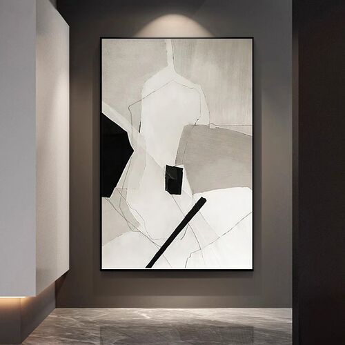 黑白抽象客厅装饰画高级感现代极简沙发背景墙挂画入户玄关壁画
