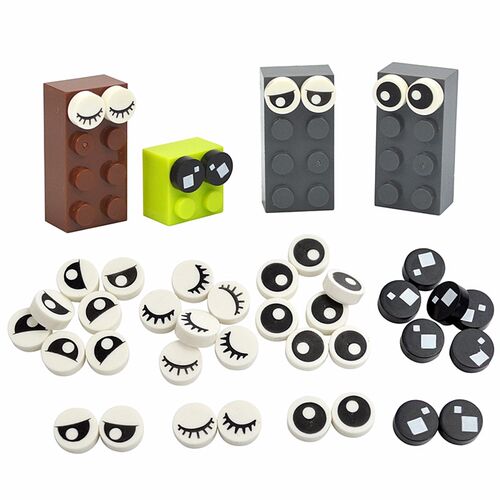 新品40Pcs Round Brick Eye 98138 1x1 Printed Tile Eyelash Pup