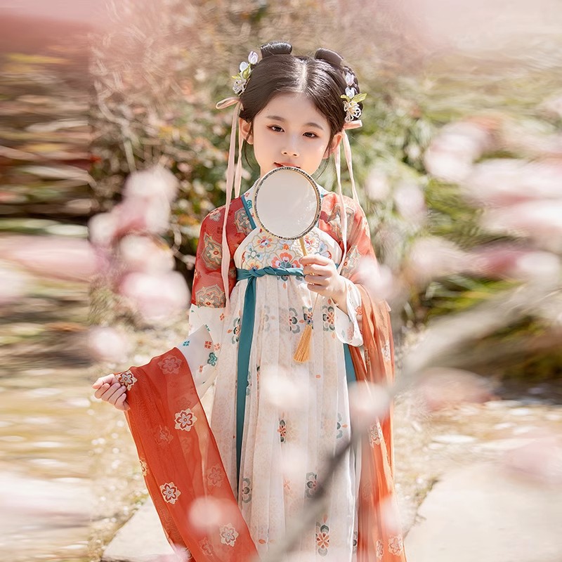 现货新款儿童汉服女敦煌唐朝公主古装古风女童春秋套W装长袖儿童