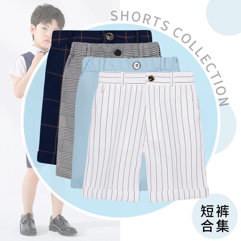 儿童短裤夏e季套装裤学生韩版西裤休闲裤男童西装背带裤演出裤百