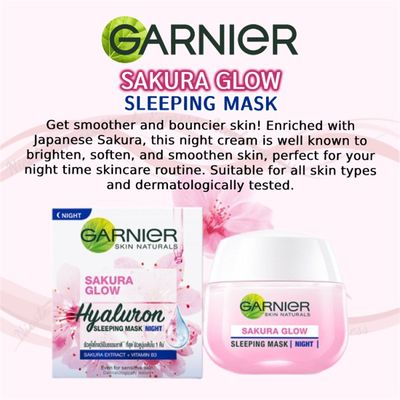 推荐Garnier Sakura Glow Sleeping Mask 50ml Face Night Cream