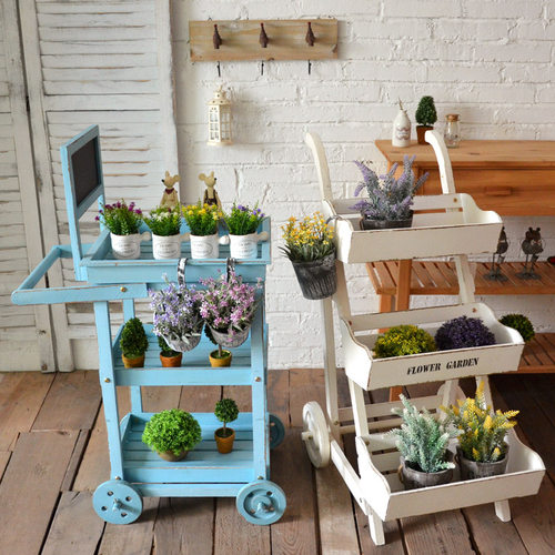 美式乡村创意店铺花园阳台装饰花架田园木质咖啡馆办公室软装饰品