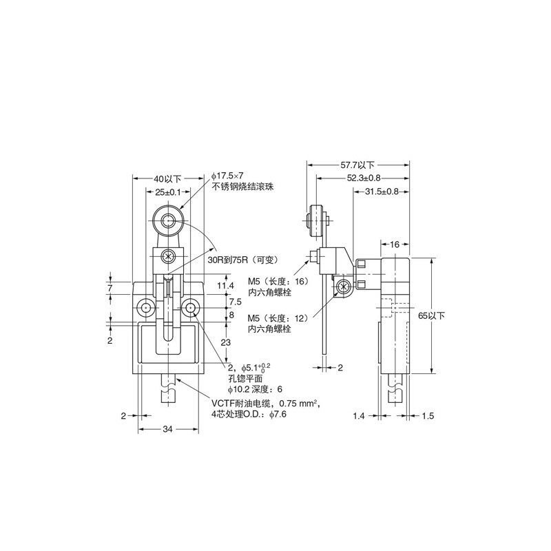 防水微动开关d4c1231触碰行程极限开关tz31023耐油防尘tz-310