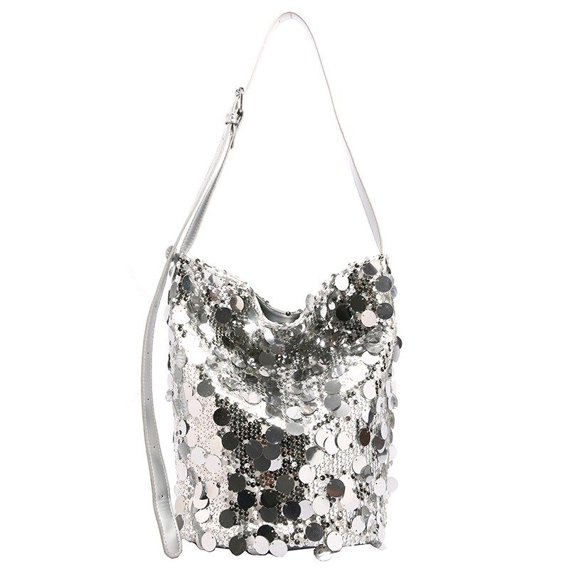 夏天流行亮片包包女2024新款时尚大容量单肩斜挎包休闲通勤水桶包,箱包皮具/热销女包/男包,水桶包,淘宝优惠券,粉丝福利购,淘宝优惠卷