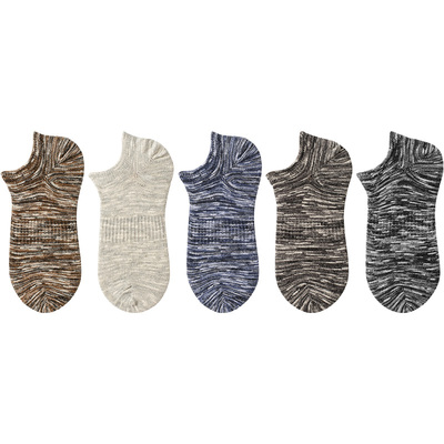 男士船袜夏季薄款日系男袜低腰粗线袜子男短袜不掉跟吸汗透气棉袜