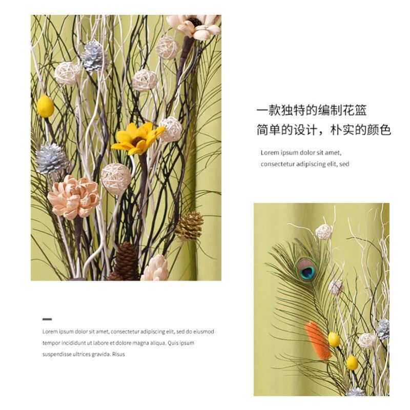 放客厅的干花干树枝干花装饰落地花玄关隔断橱窗龙柳装饰花艺摆件