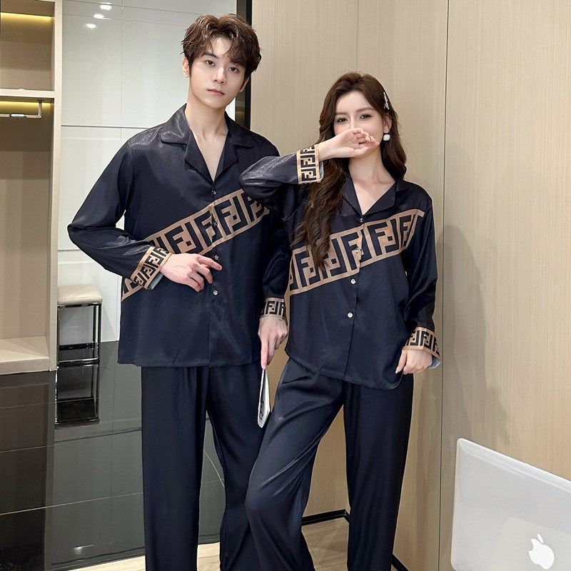 情侣睡衣春秋新款冰丝长袖男女士大码高级感可外穿家居服套装薄款,女士内衣/男士内衣/家居服,睡衣/家居服套装,淘宝优惠券,粉丝福利购,淘宝优惠卷