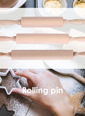 Solid Wood Rolling Pin Baking Cookies Biscuit Fondant Cake D